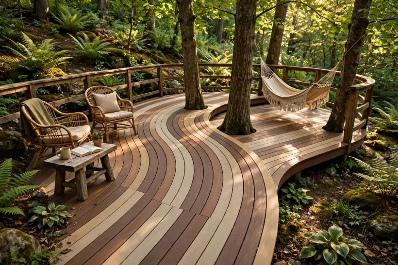 composite deck pictures: wide steps leading between two deck levels