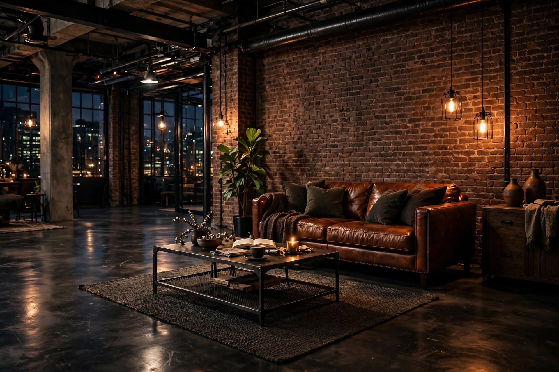 concrete floor: softly polished living space with a low sheen