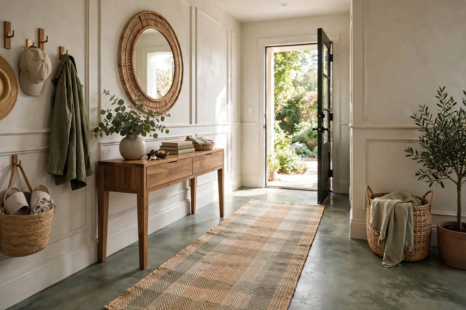 concrete floor: seamless kitchen surface with a standing mat