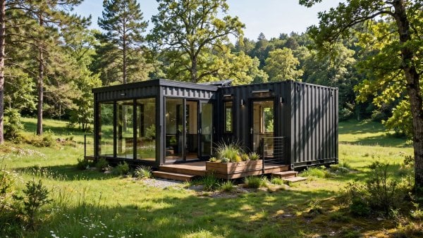 Container tiny homes for sale — featured image of a converted shipping container home with large cut-out windows