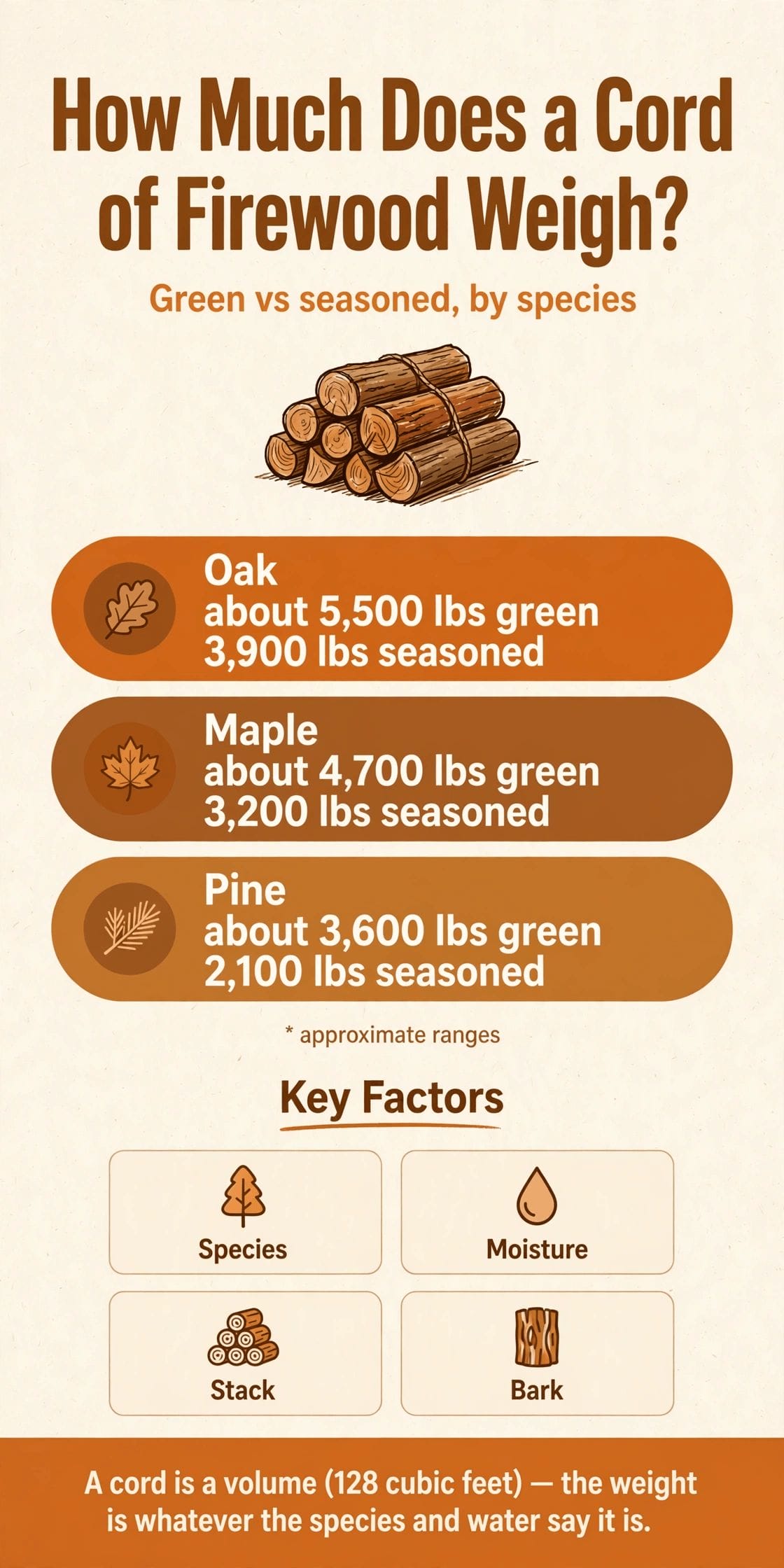 how much does a cord of wood weigh