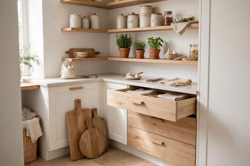 corner pantry: floor-to-ceiling shelving for maximum storage