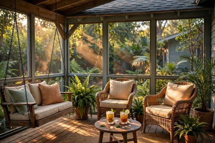 outdoor lanai designs: outdoor tile flooring with a gentle drainage fall