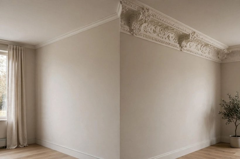 crown molding for low ceilings: planning how molding meets door and window trim
