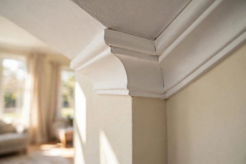 crown molding for low ceilings: sample lengths tested at the ceiling joint