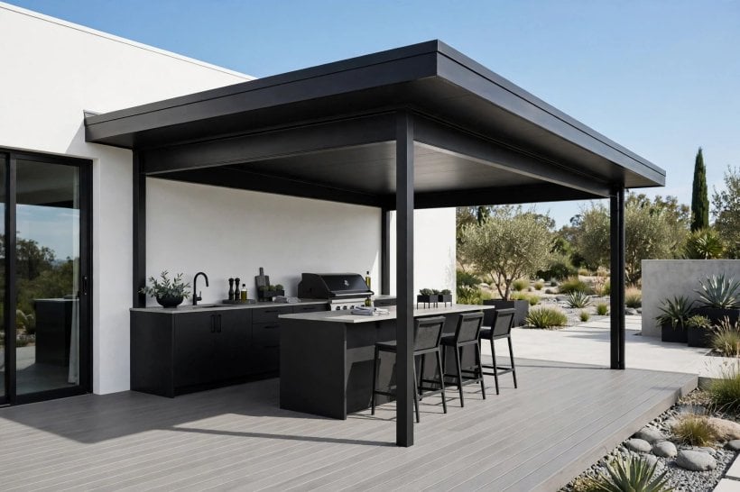 deck roof ideas: clear roof panels letting light onto the deck