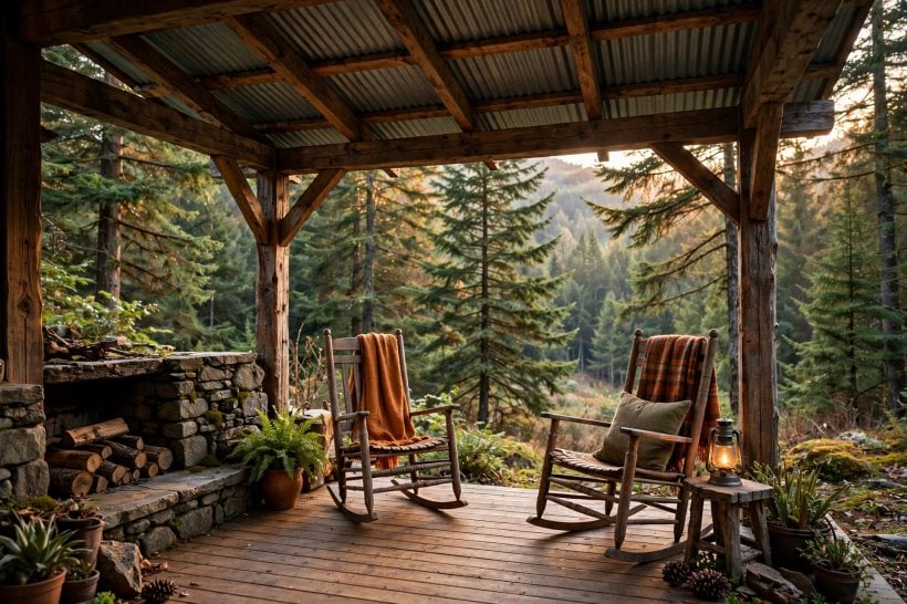 deck roof ideas: a freestanding pavilion roof beside a garden deck