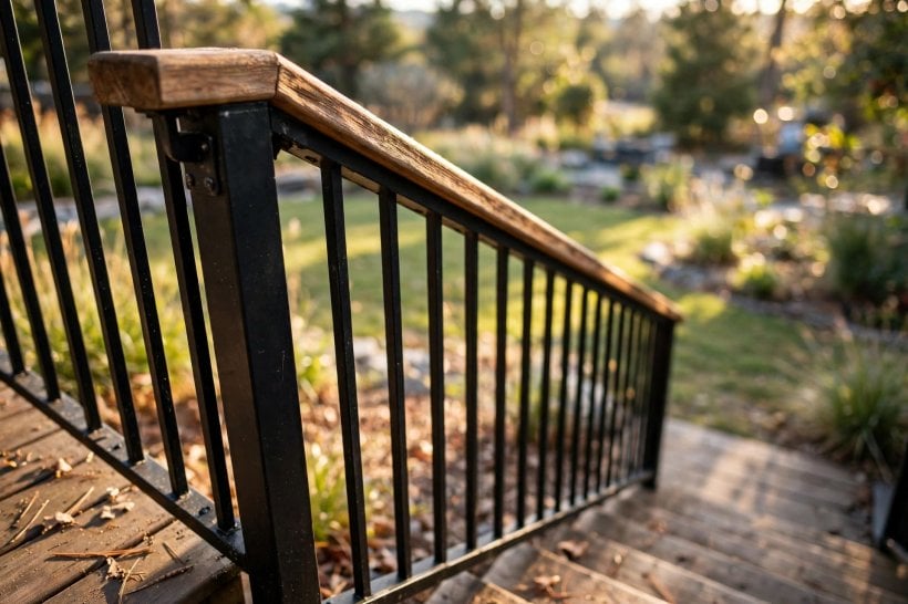 deck stairs: wrap-around steps doubling as seating