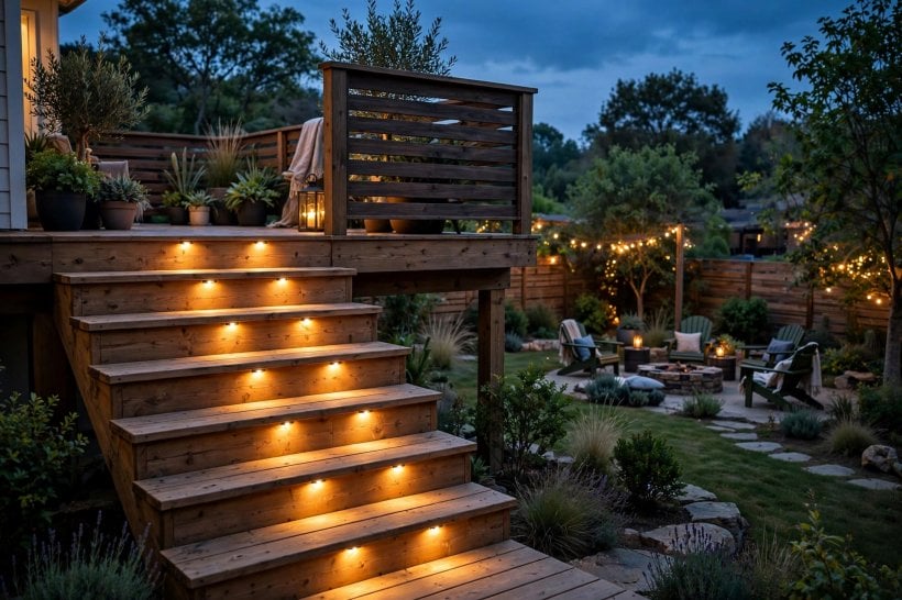deck stairs: composite treads with aluminium balusters