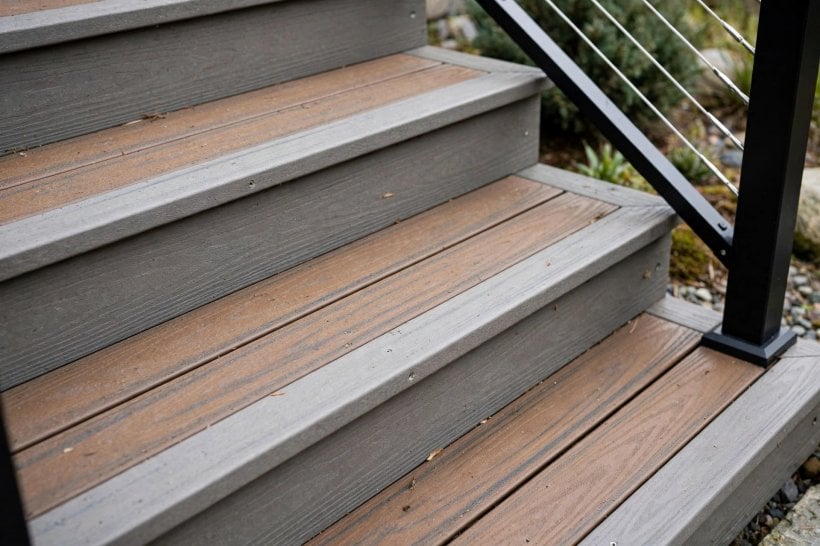 deck stairs: switchback staircase saving garden space