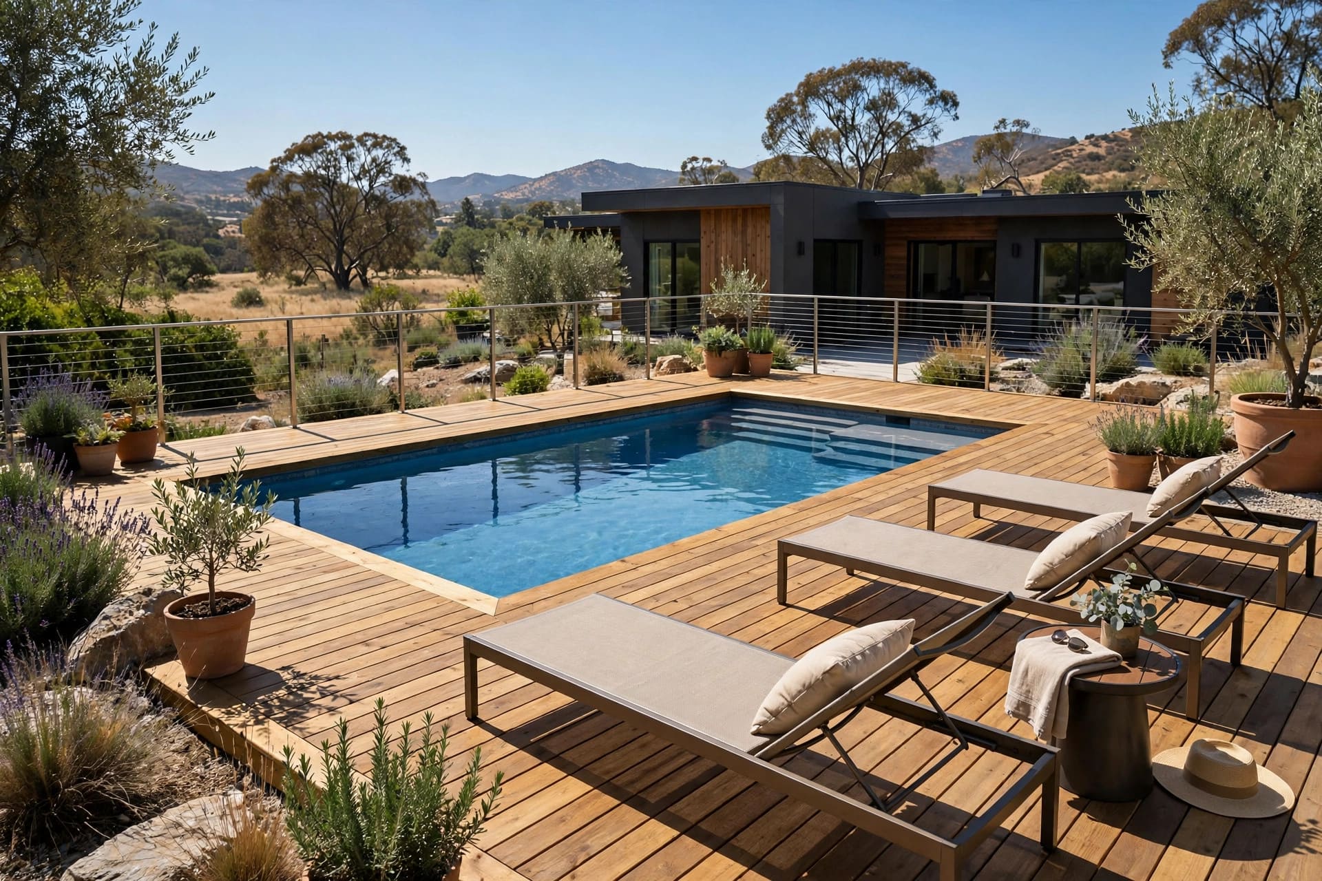 decks ideas for backyards: multi-level deck steps with built-in planters