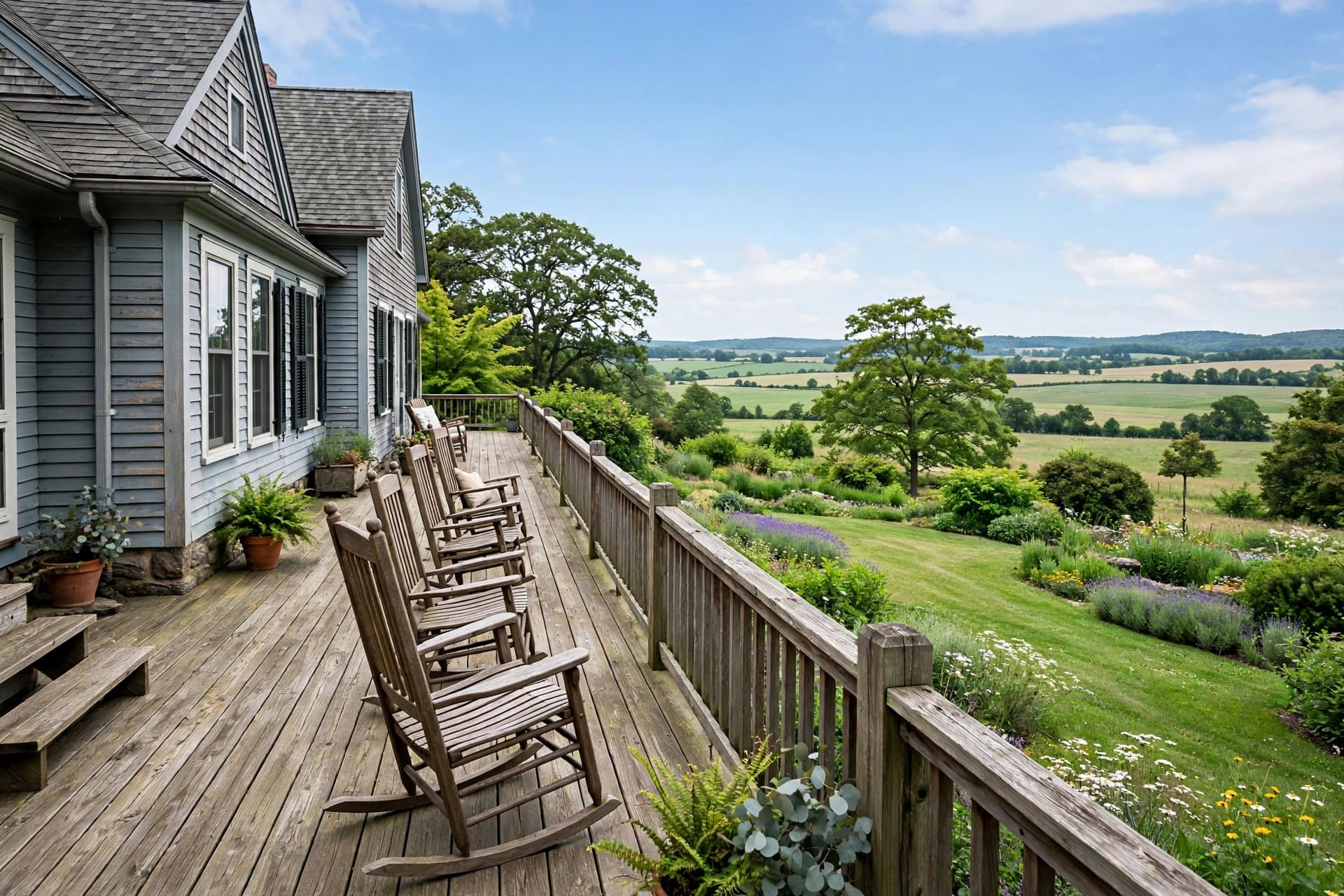 decks ideas for backyards: cosy deck corner with outdoor sofa and rug