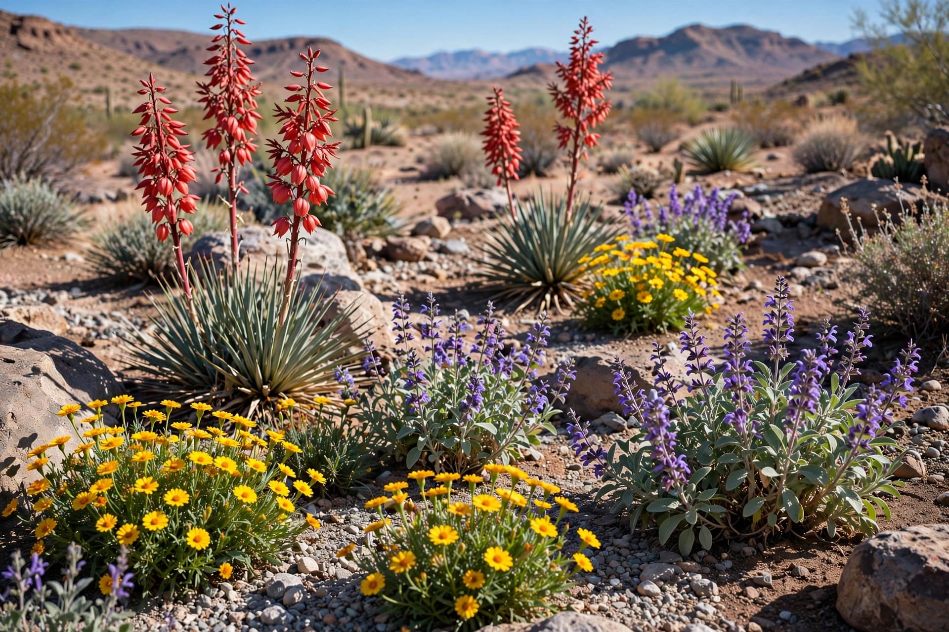 desert landscape: shaded desert patio with stone paving