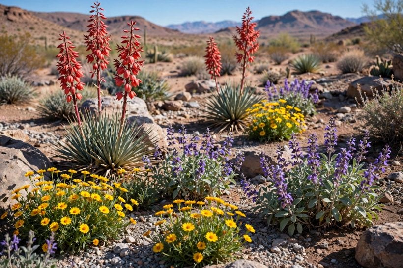 desert landscape: shaded desert patio with stone paving