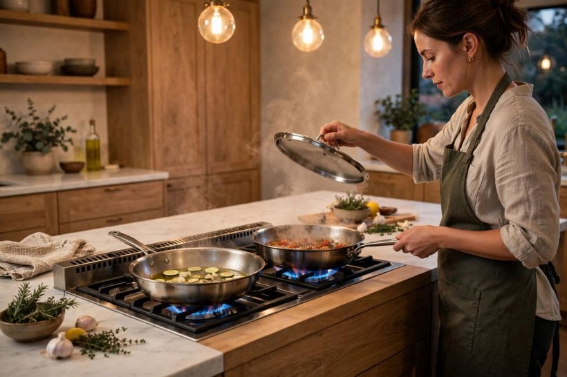 down draft gas range: gas supply connection and safety checks behind the range