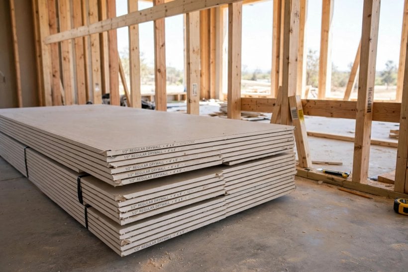 drywall installation cost: freshly boarded walls in a bright room awaiting joint finishing