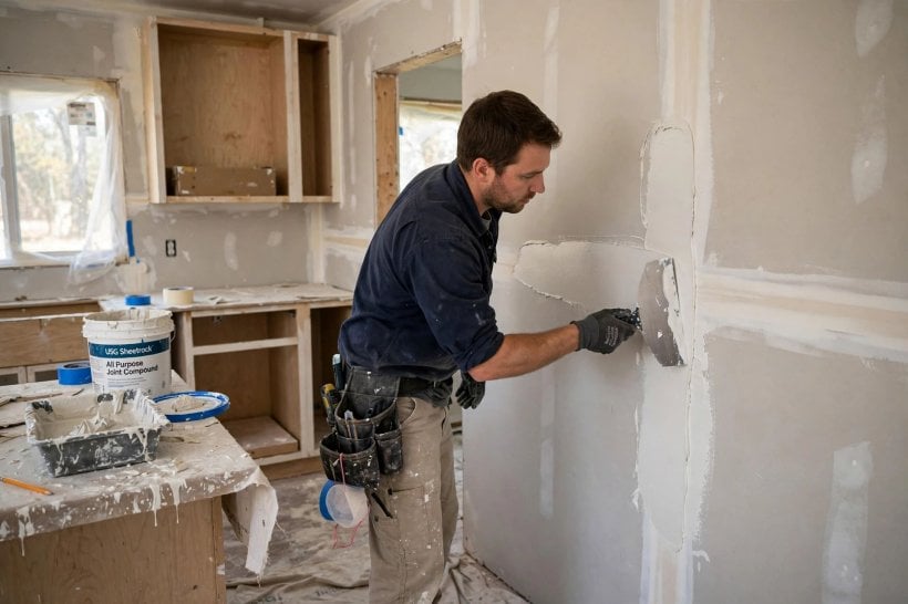 drywall installation cost: careful joint finishing around corners and a recessed niche