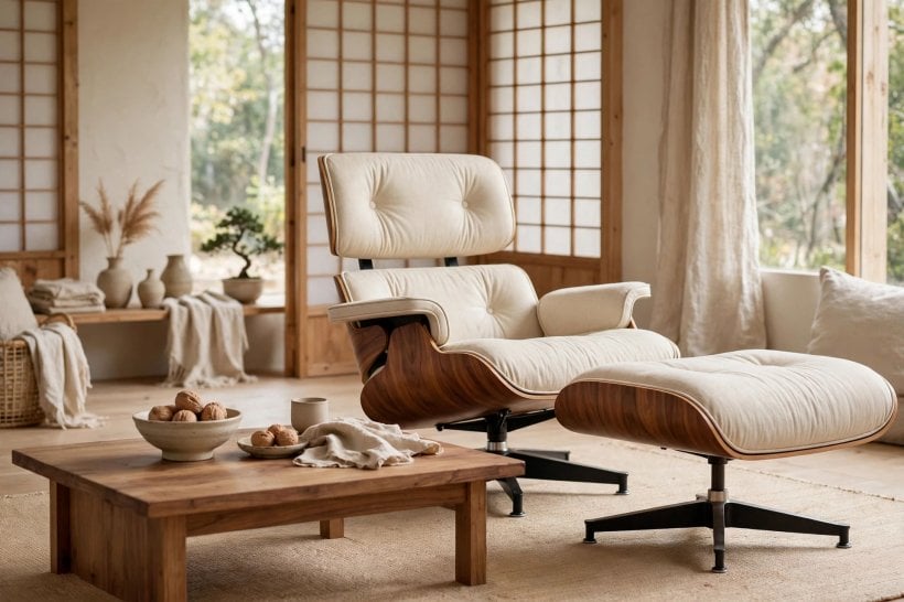eames chair replica: upholstery stitching and seams