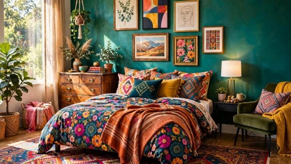 eclectic bedroom