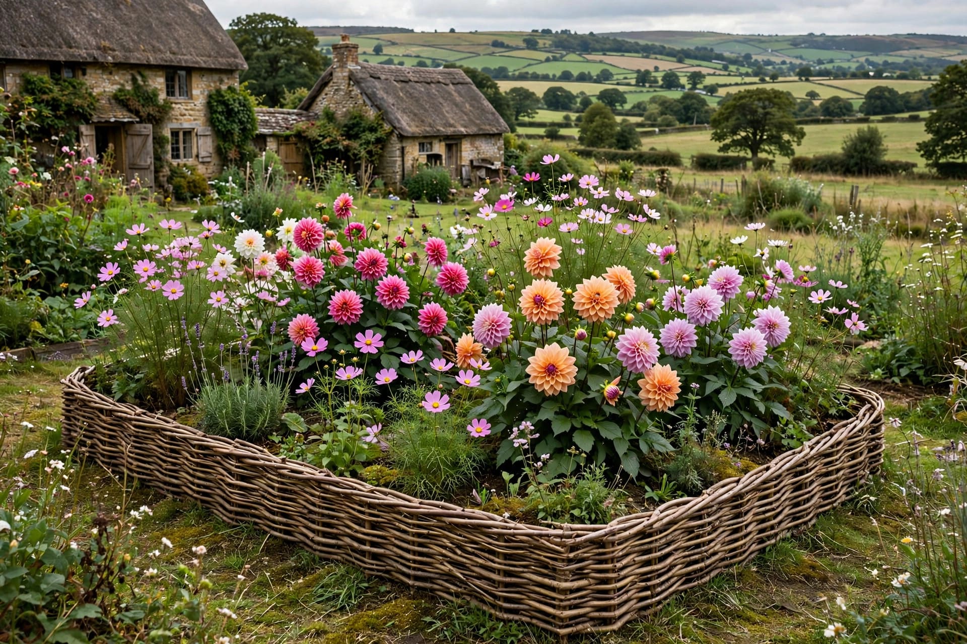 edging ideas for flower beds: clean concrete edging with colourful planting behind