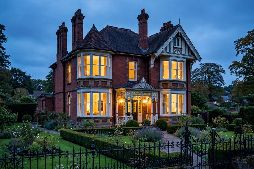 edwardian architecture: suburban garden and low brick boundary wall