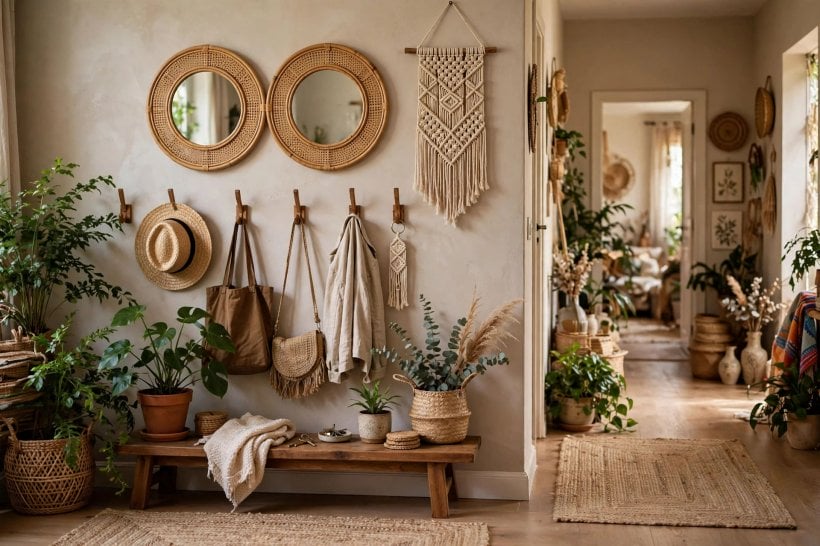entryway mirror: slim mirror making a narrow hallway feel wider and brighter