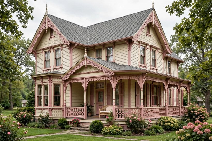 exterior house trim molding: porch posts and railing trim