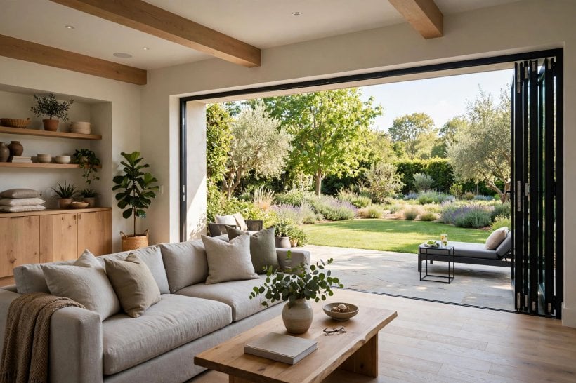 family room addition pictures: evening lighting with lamps and a soft rug