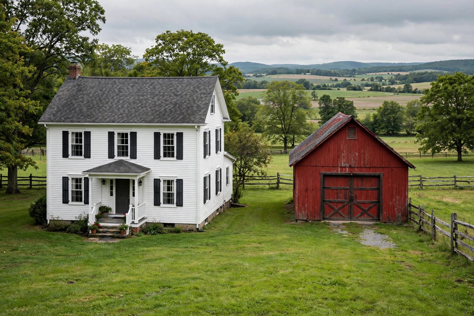 farmhouse exterior: white board-and-batten cottage with a welcoming front porch