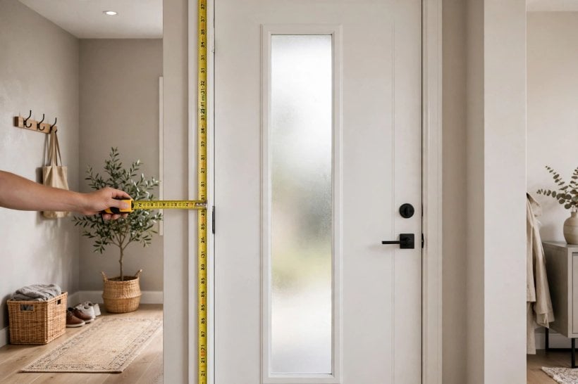 feather river doors: entry door with a glass panel and sidelight beside it