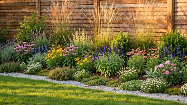 landscaping ideas against fence