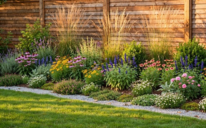 landscaping ideas against fence