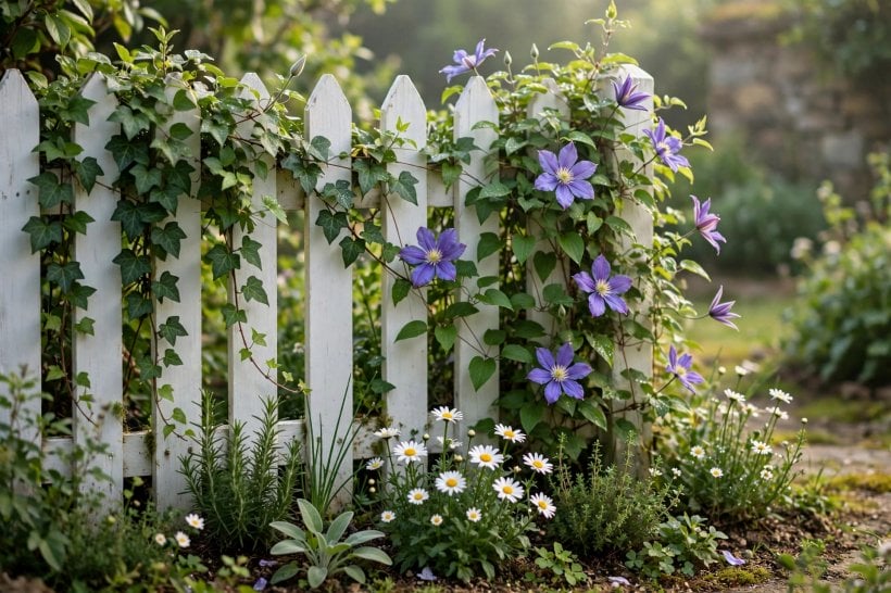 landscaping ideas against fence: shade-tolerant planting thriving along a fence