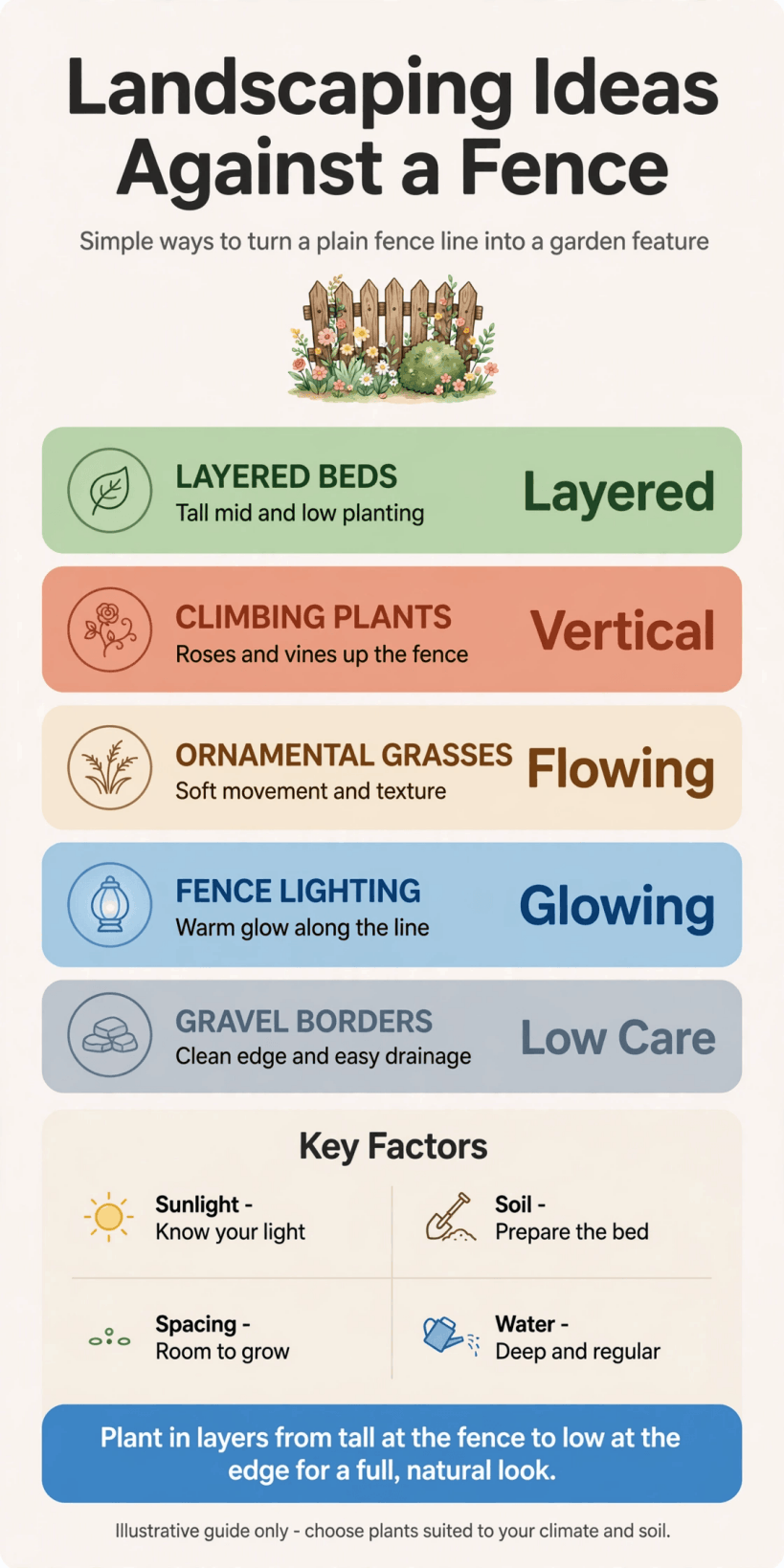 landscaping ideas against fence