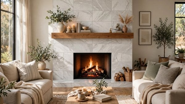 covering brick fireplace with tile