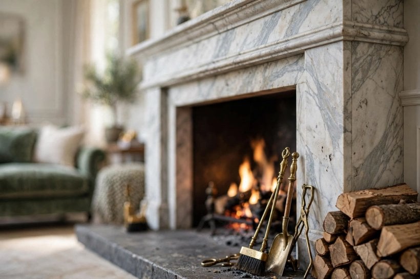 fireplace width: checking viewing distance from the main seating