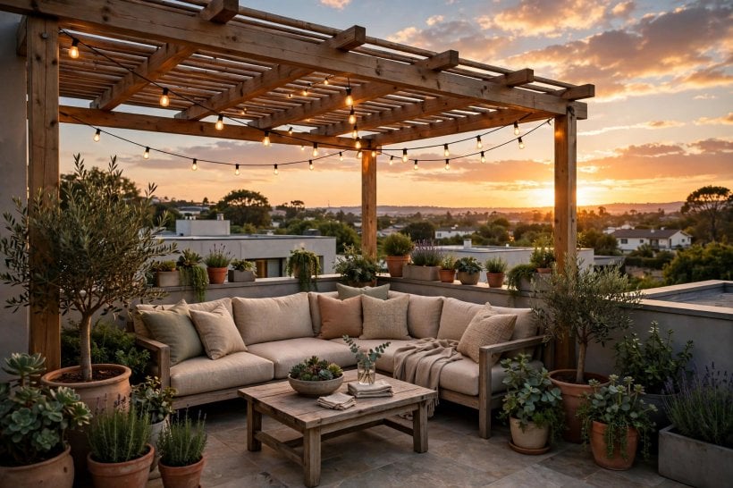 almost flat roof designs: rooflight over a bright interior