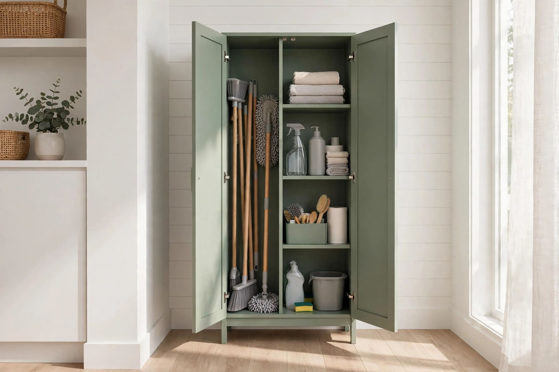 free standing broom closet