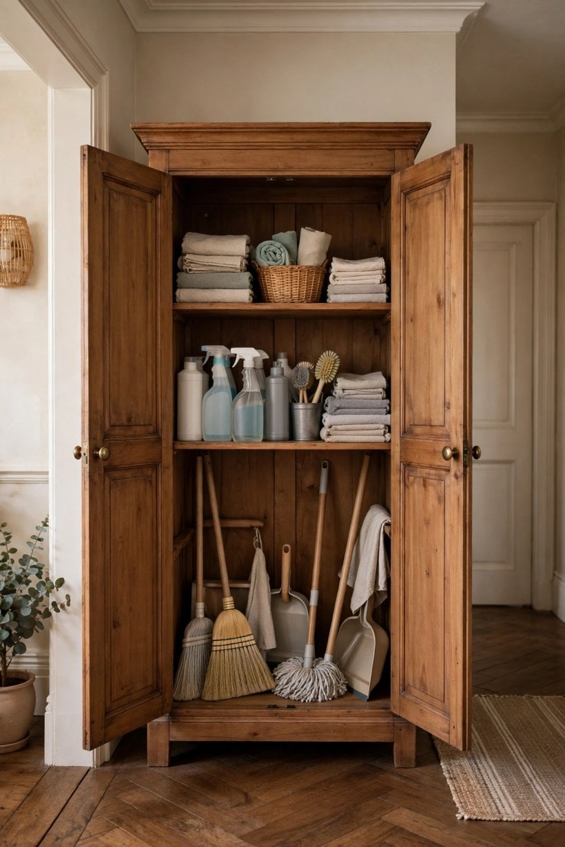free standing broom closet