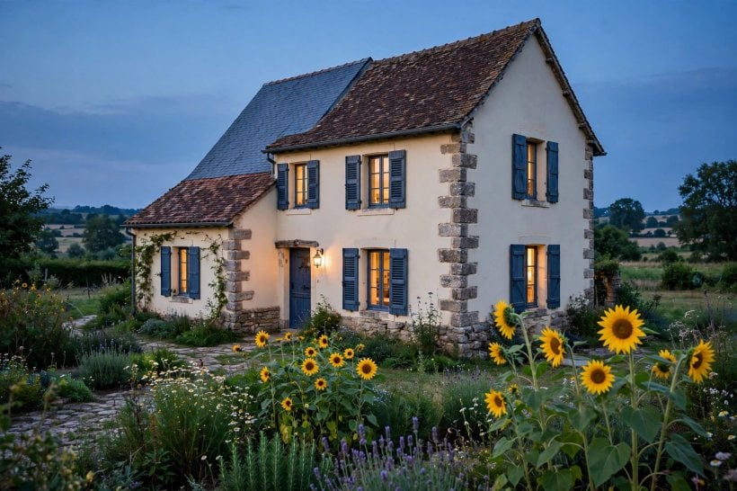 french country house: sun-worn colour palette of blue and sage