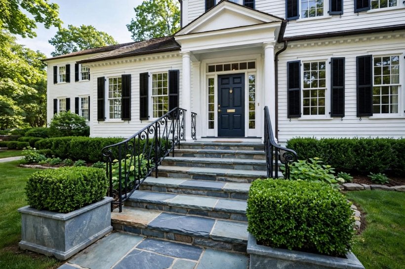 front steps: painted timber doorway steps