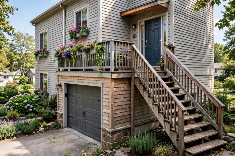 garage apartment ideas: stripped-back garage shell ready for insulation, first-fix services and new flooring