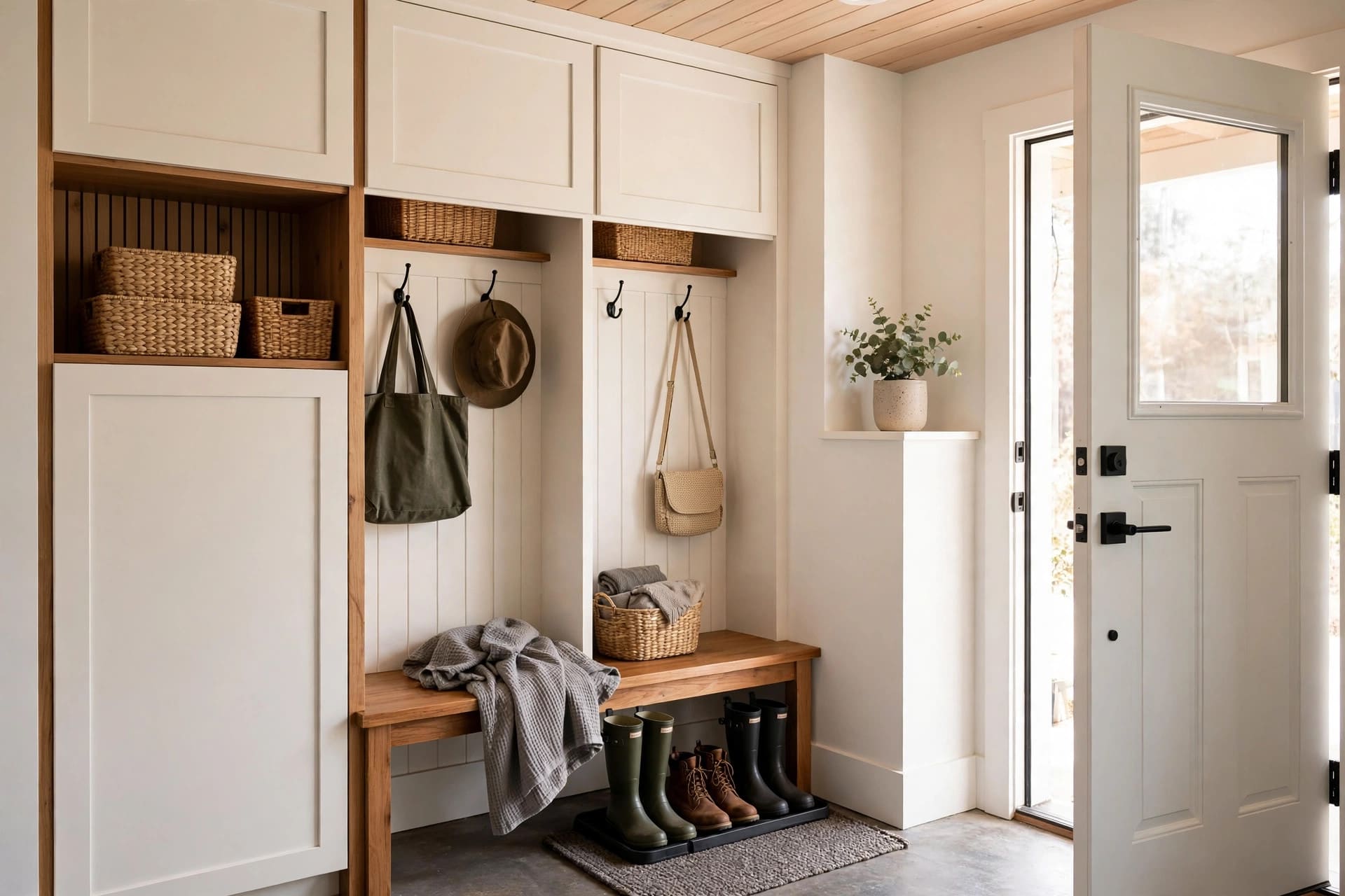 garage design ideas: compact single garage with space-saving storage
