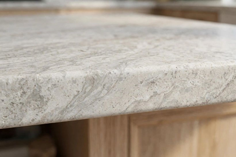 granite countertops cost: close view of a finished granite edge profile
