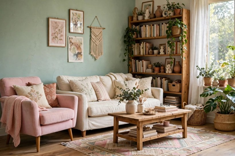 rooms with green walls: olive walls with brass and warm wood