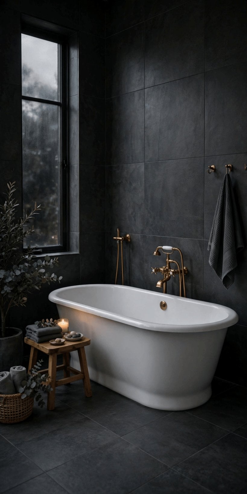 grey tile bathroom