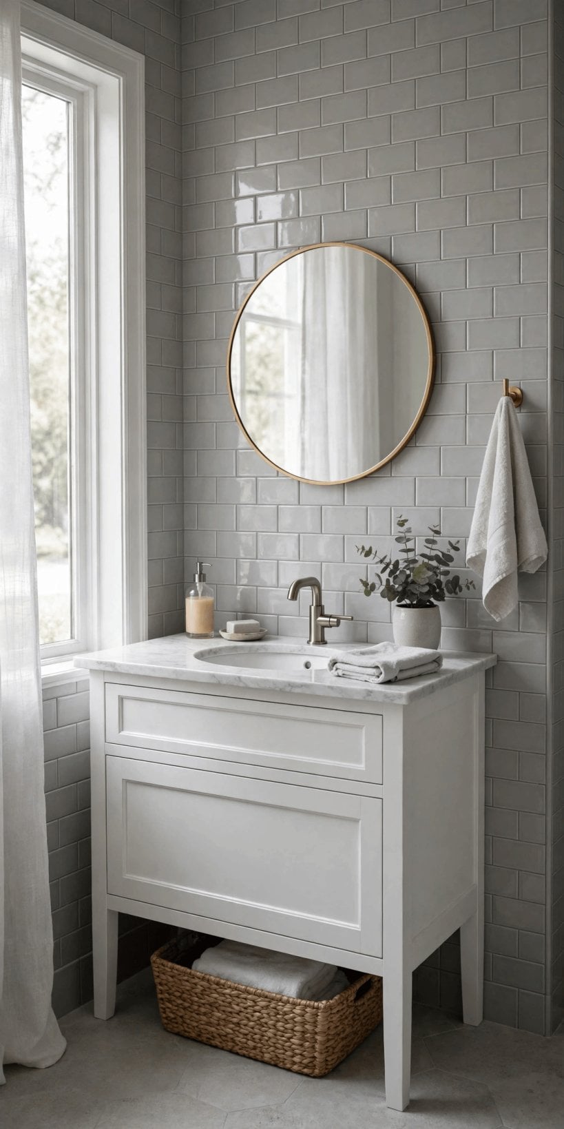 grey tile bathroom