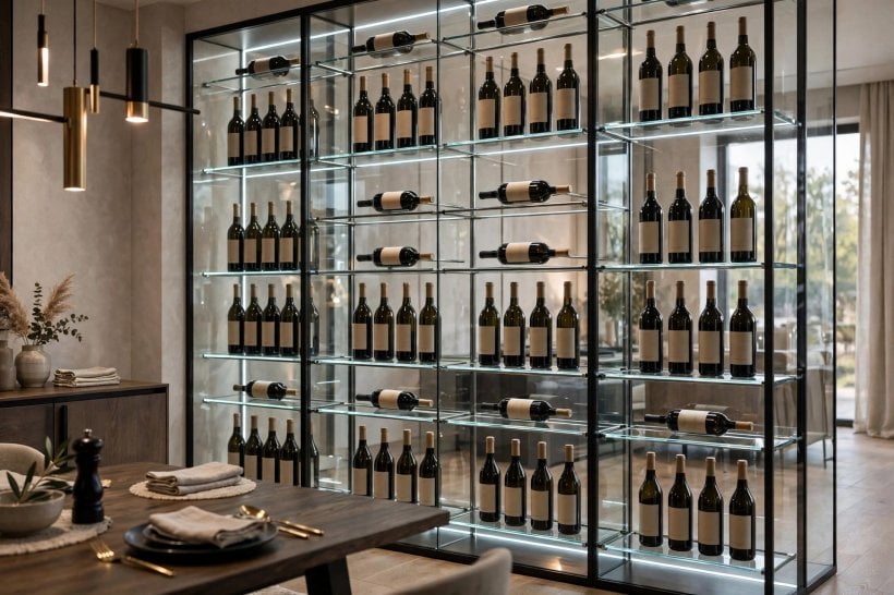 home wine cellar ideas: wooden cubby racking filled with bottles
