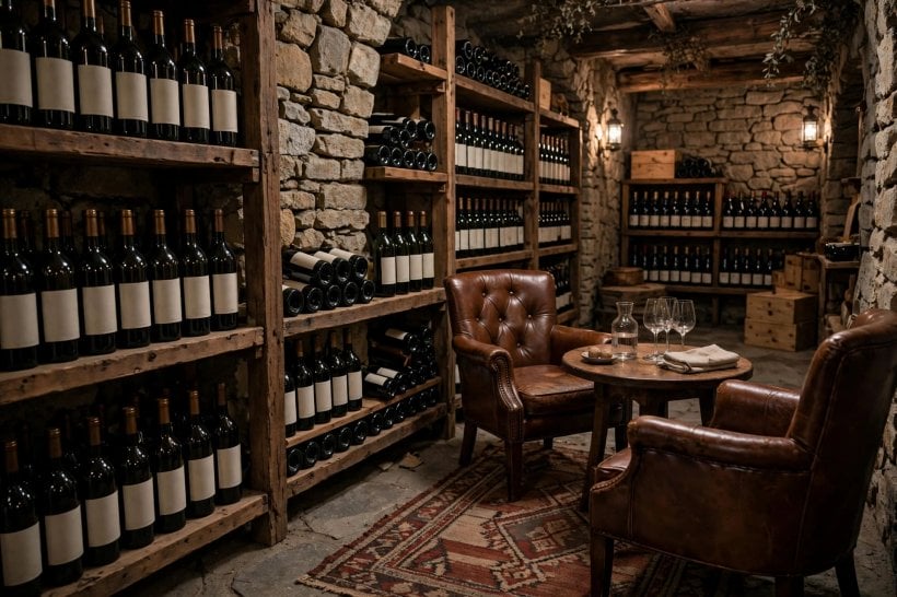 home wine cellar ideas: under-stair racking following the slope