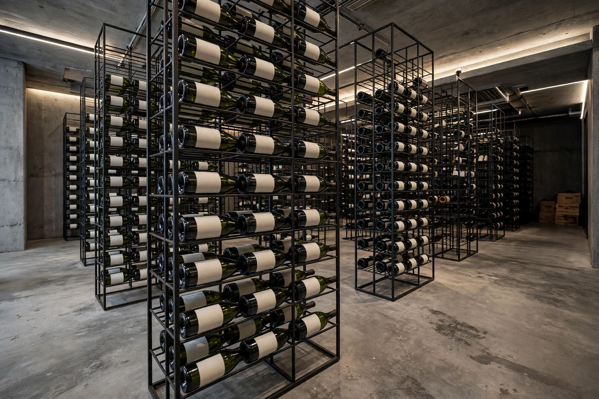 home wine cellar ideas: small tasting table and chairs among the racks